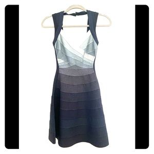 Herve Leger Blue flare Mini Dress